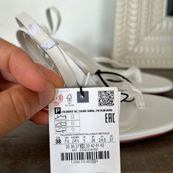 Zara heeled leather tie sandals wrap around kitten heels strappy 2355/310 white - Picture 9 of 12